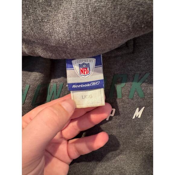 Vintage New York Jets Reebok NFL Equipment Large Hoodie Adjustable Hem - Picture 3 of 4
